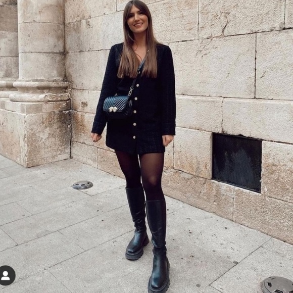 Zara Textured Weave Dress Black Large NWT - Picture 12 of 15